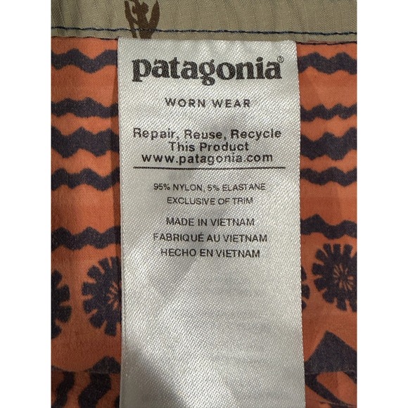 Patagonia Orange Wavefarer Boardshorts Navy Tribal Geometric Print STY86543 Mens - Picture 5 of 6